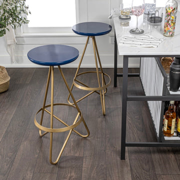 Spiroa 30" Modern Industrial Metal Backless Circular Bar Stool - JONATHAN Y